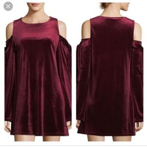 Free generation burgundy crushed velvet dress